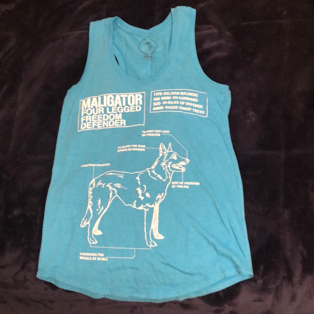 Women’s Blue Nine Line tank top.